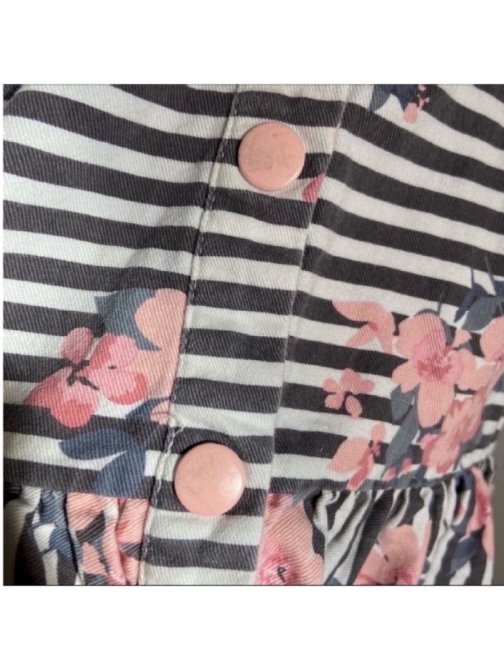 Cynthia Rowley girls vest black striped hooded floral pink ruffle - Picture 5 of 5